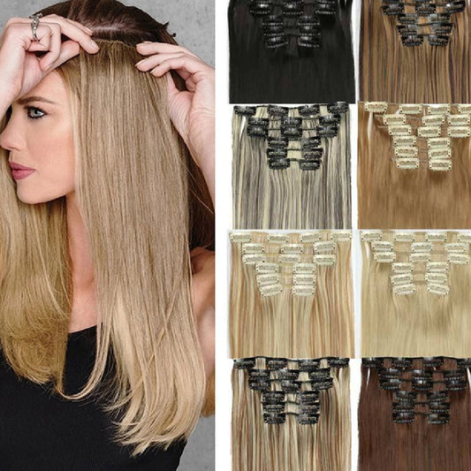 Lot de 6 extensions de perruque pour cheveux longs et raides