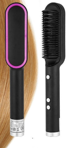 Nouveau fer à lisser 2 en 1, peigne chaud, pince à friser à ions négatifs, brosse à cheveux électrique à double usage