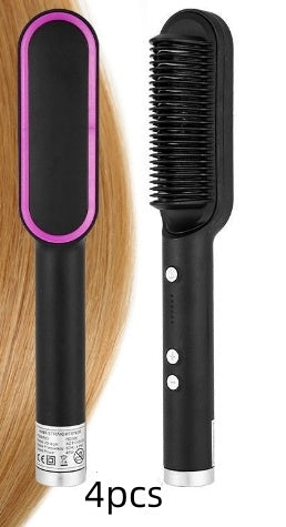 Nouveau fer à lisser 2 en 1, peigne chaud, pince à friser à ions négatifs, brosse à cheveux électrique à double usage