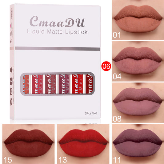 6 boxen Von Matte Antihaft Tasse Wasserfest Lippenstift Lang Anhaltende Lip Gloss