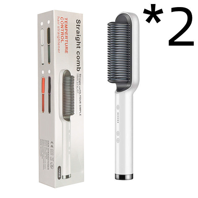 Nouveau fer à lisser 2 en 1, peigne chaud, pince à friser à ions négatifs, brosse à cheveux électrique à double usage