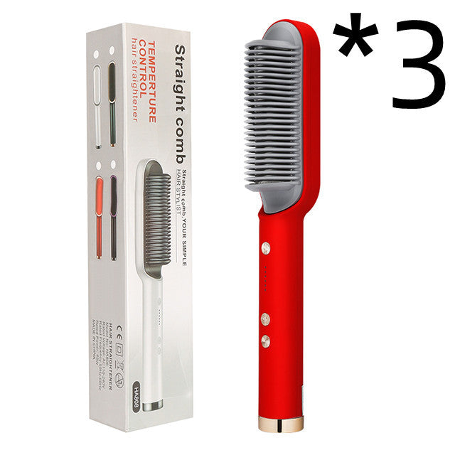 Nouveau fer à lisser 2 en 1, peigne chaud, pince à friser à ions négatifs, brosse à cheveux électrique à double usage