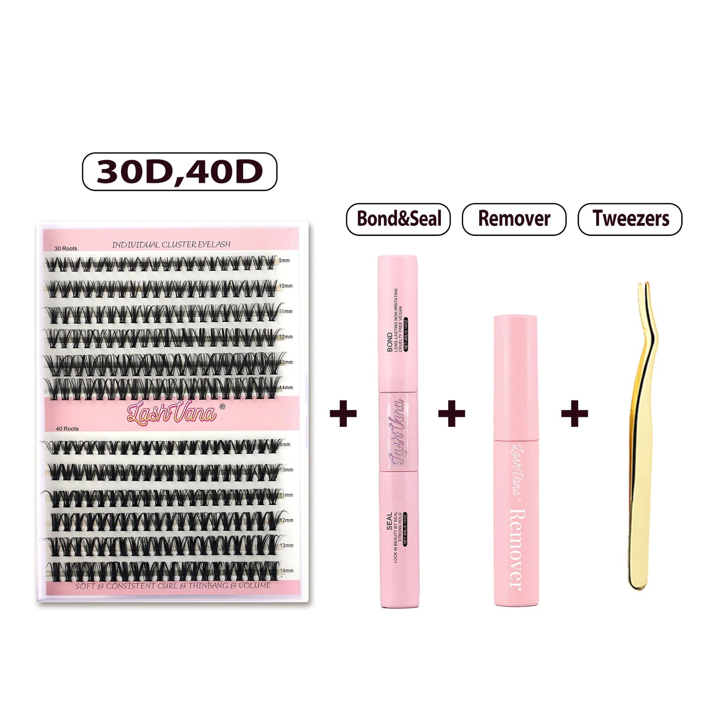 Kit d'extension de cils DIY - 240 cils groupés avec colle et joint 