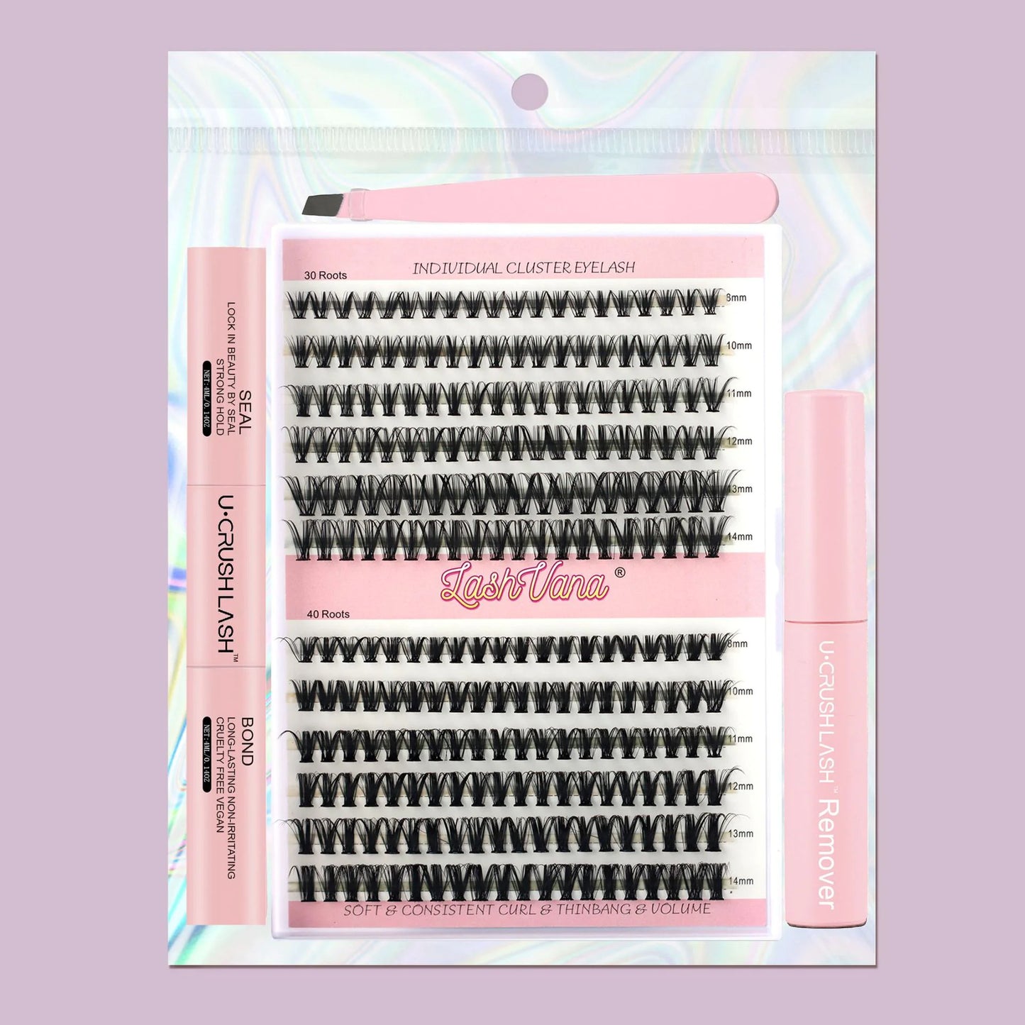 Kit d'extension de cils DIY - 240 cils groupés avec colle et joint 